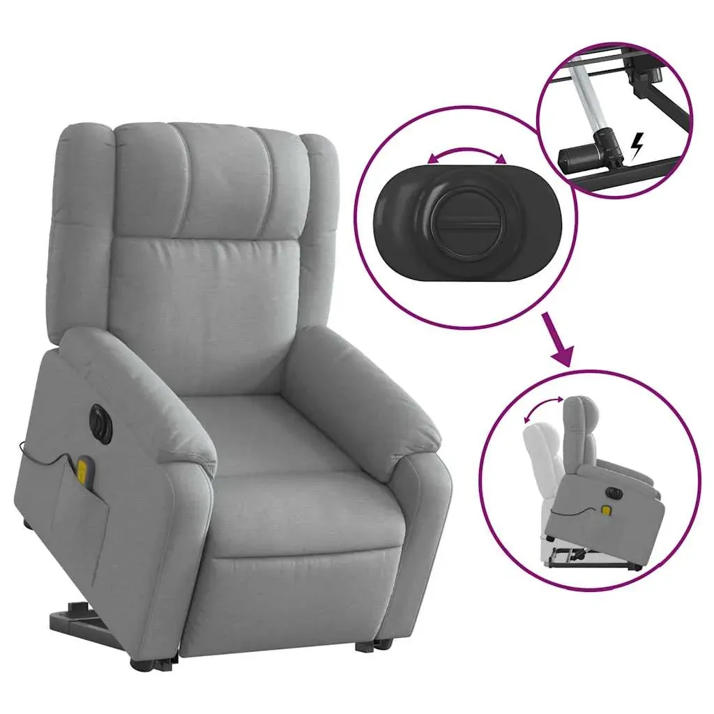 Electric Stand up Massage Recliner Chair Light Grey Fabric Price