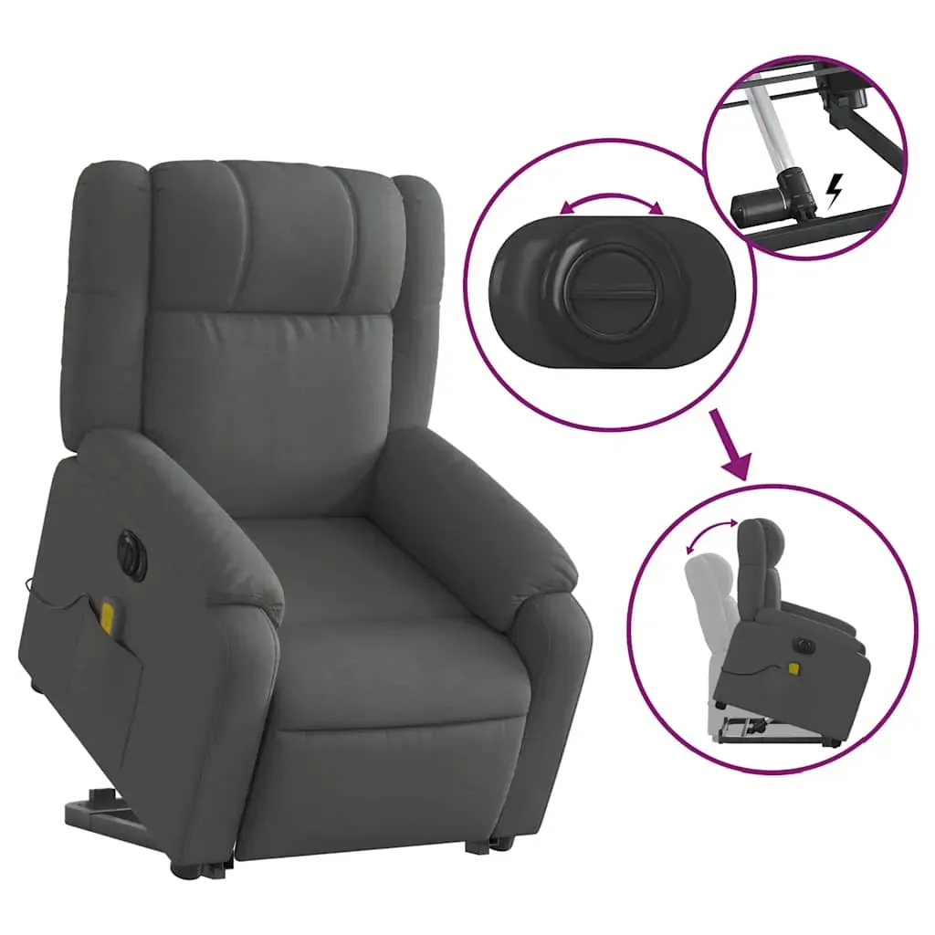Electric Stand up Massage Recliner Chair Dark Grey Fabric Price