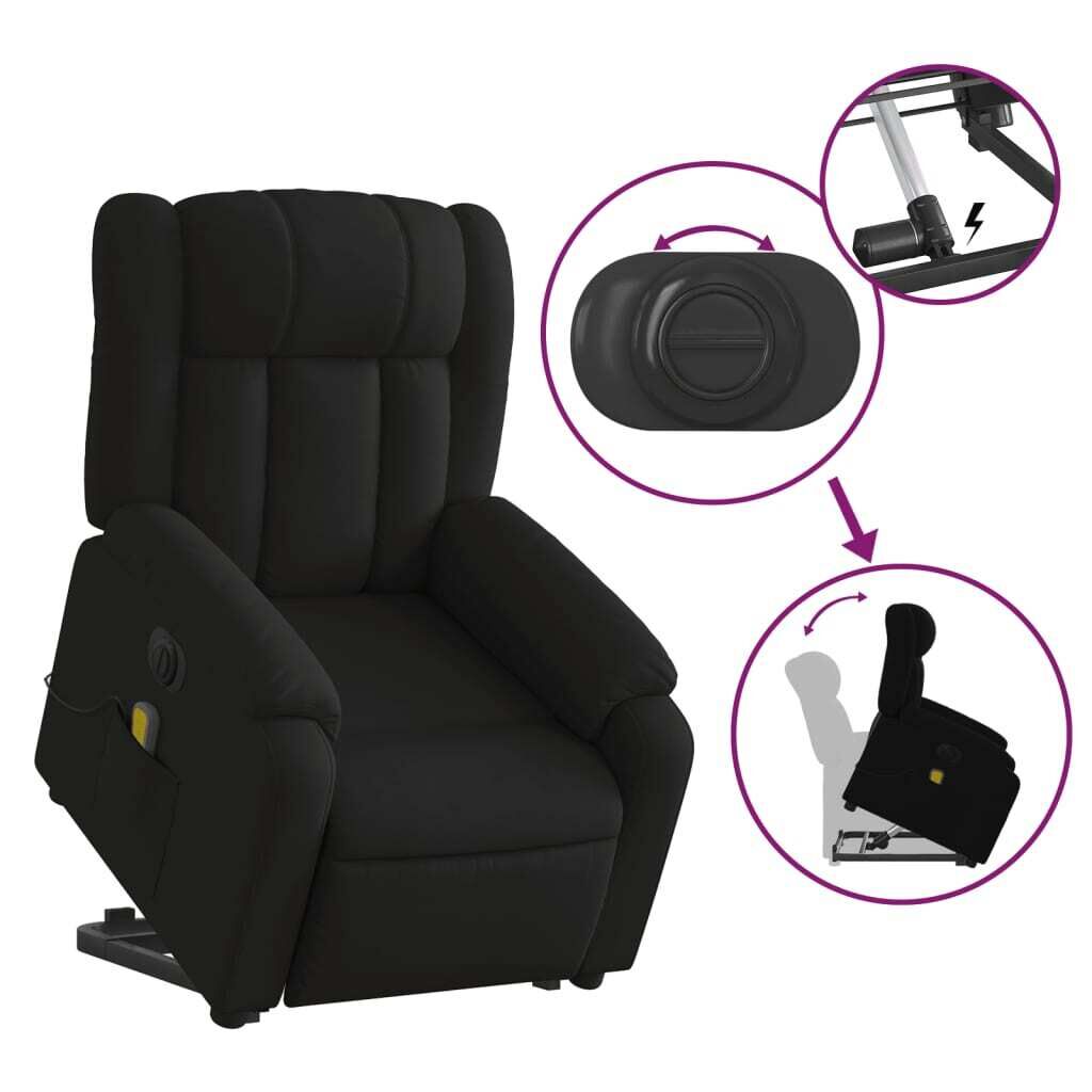 Electric Stand up Massage Recliner Chair Black Faux Leather Price