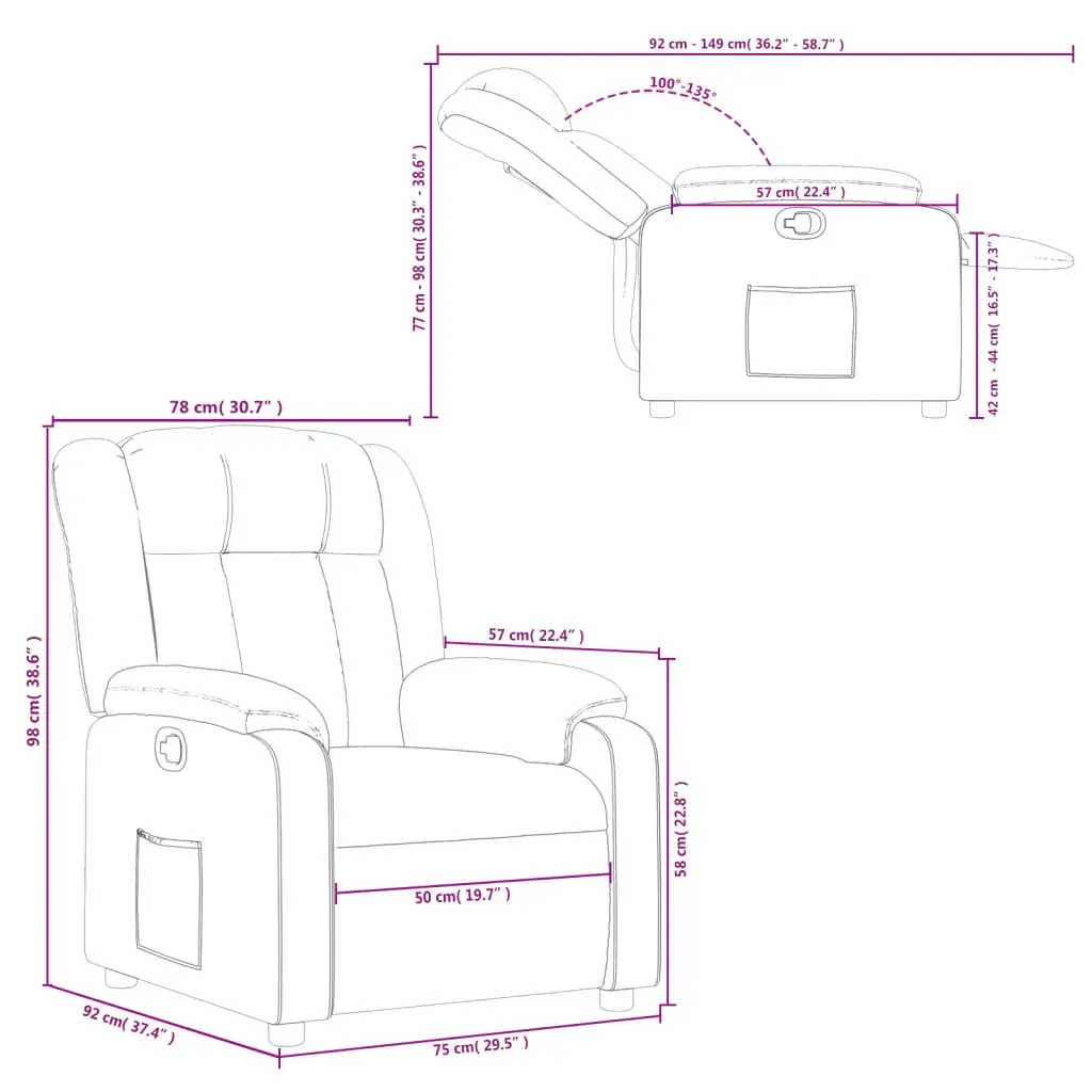 Recliner Chair Dark Grey Fabric Price