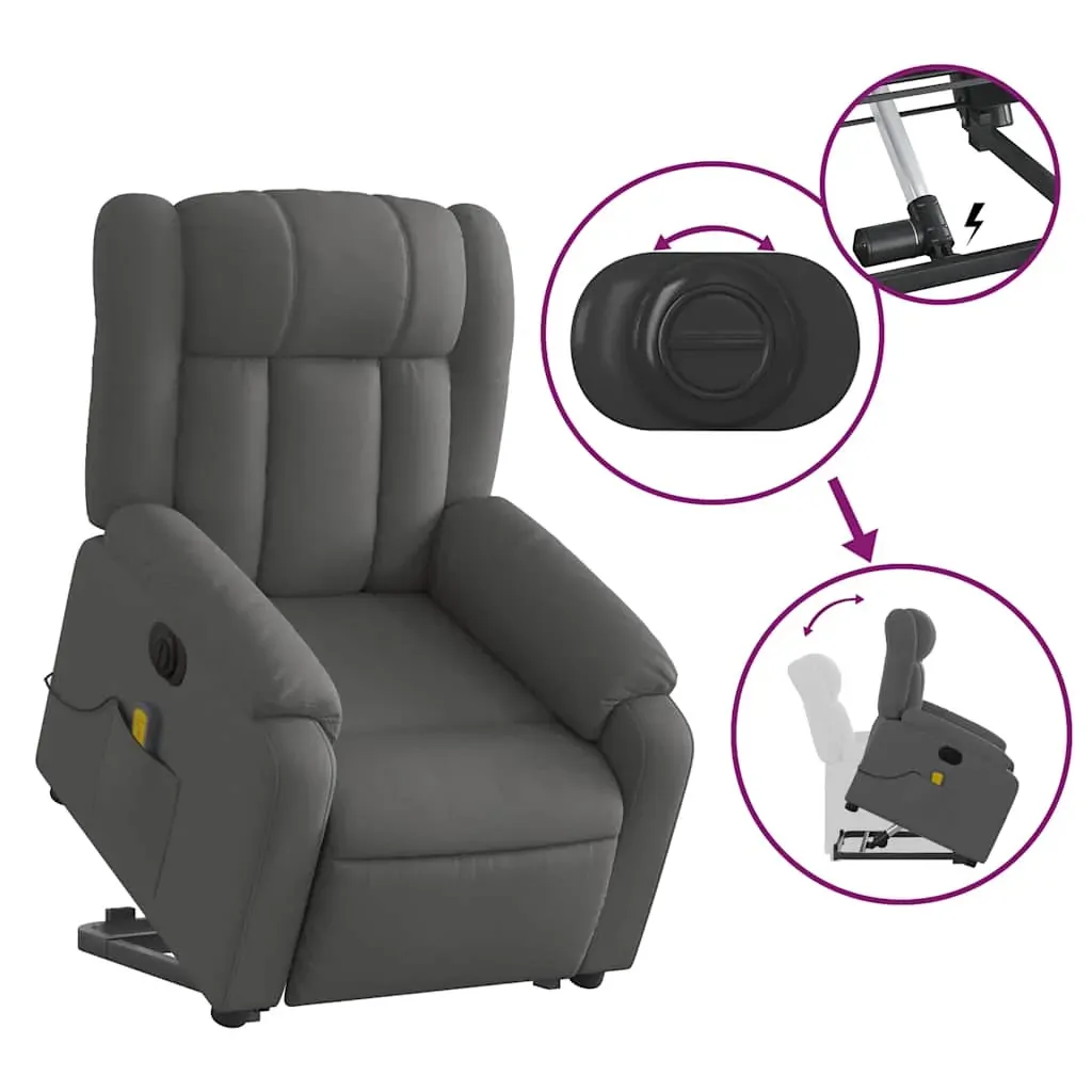 Electric Stand up Massage Recliner Chair Dark Grey Fabric Price