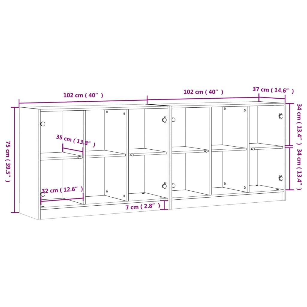 Bookcase with Doors White 204x37x75 cm Engineered Wood Price