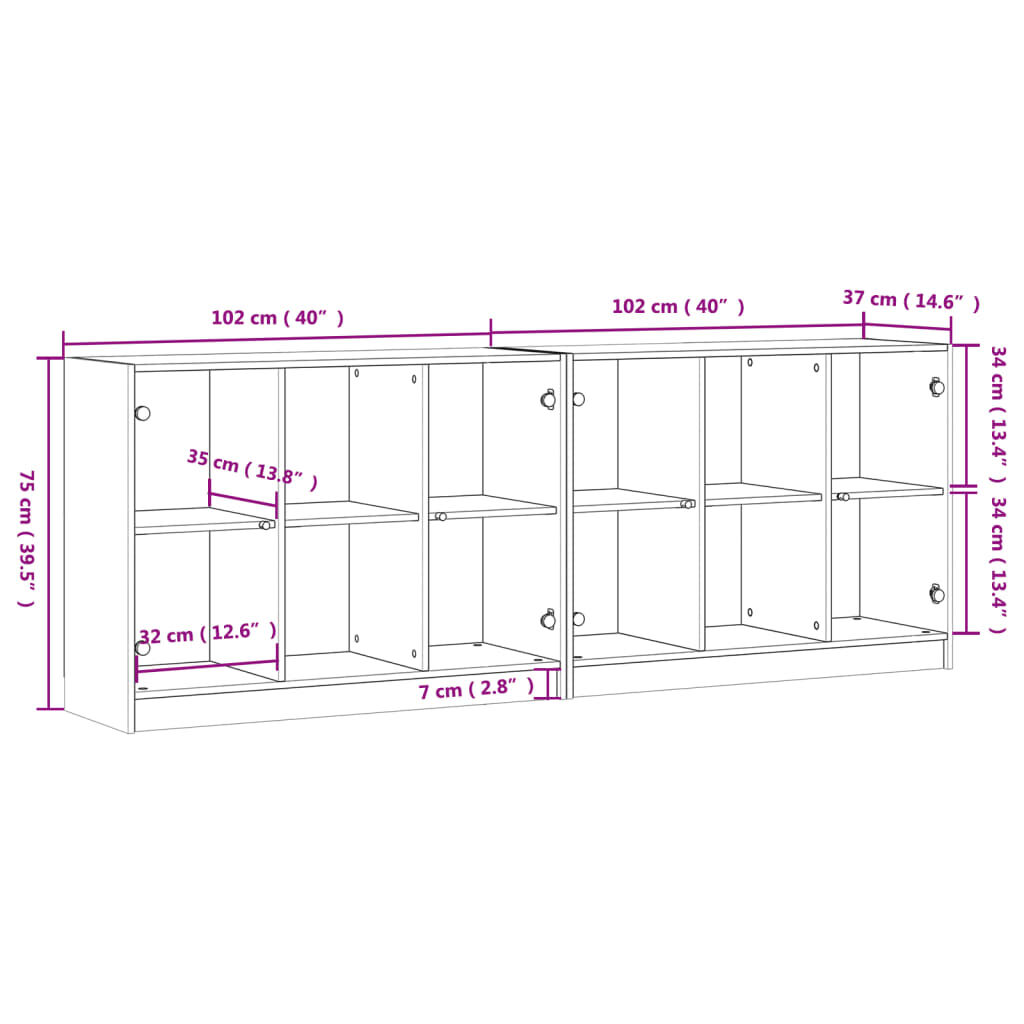 Bookcase with Doors Black 204x37x75 cm Engineered Wood Price