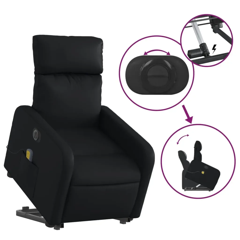 Electric Stand up Massage Recliner Chair Black Faux Leather Price