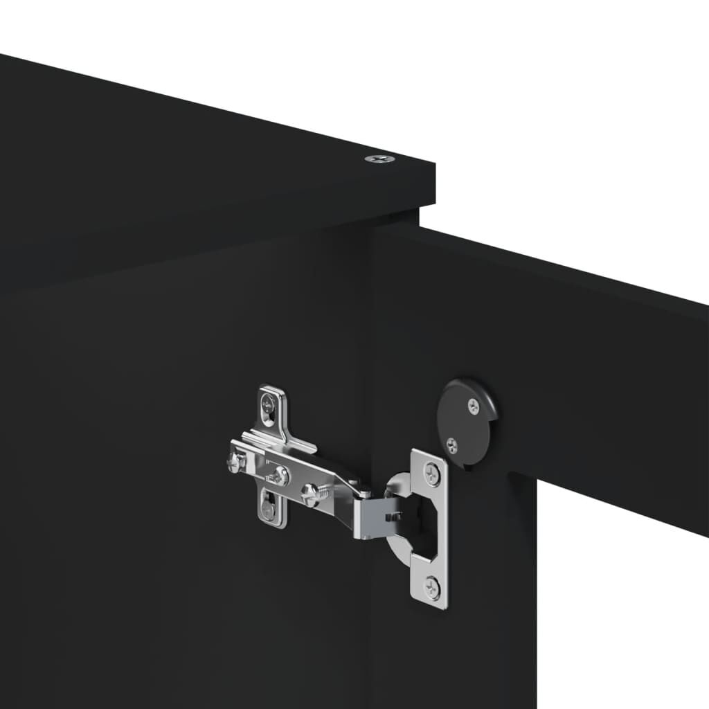 Highboard VIKEN Black 80x40x190 cm Solid Wood Pine Price