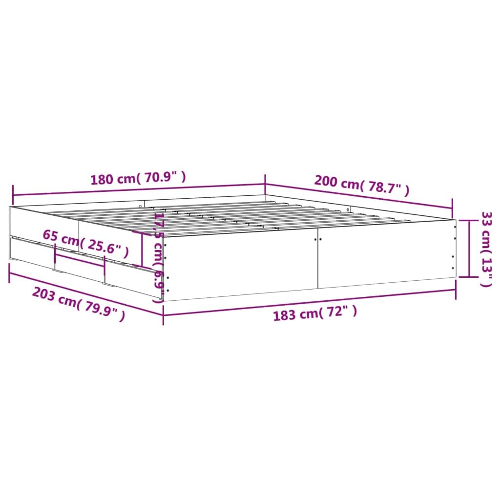 Bed Frame with Drawers without Mattress Black 183x203 cm King Price