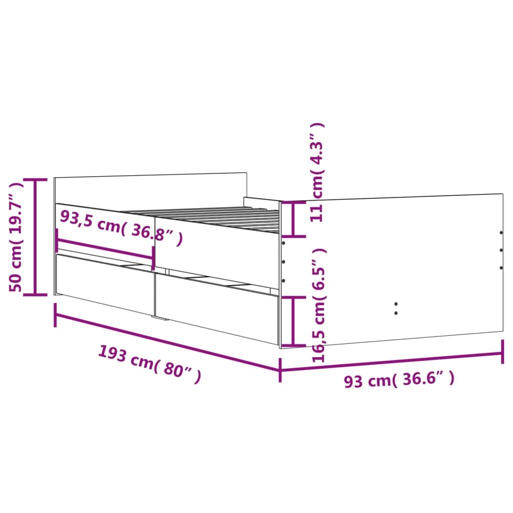 Bed Frame with Drawers without Mattress Black 90x190 cm Price