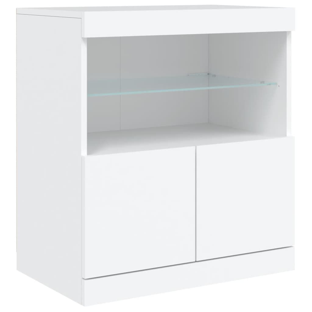 Sideboard with LED Lights White 181.5x37x67 cm Price
