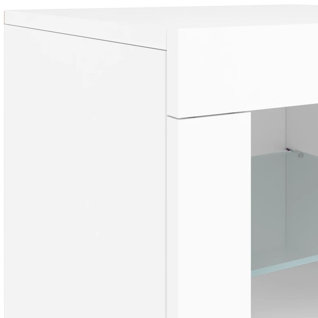 Sideboard with LED Lights White 181.5x37x67 cm Price