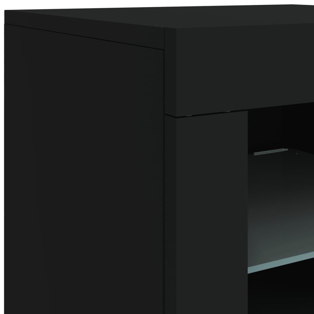 Sideboard with LED Lights Black 181.5x37x67 cm Price