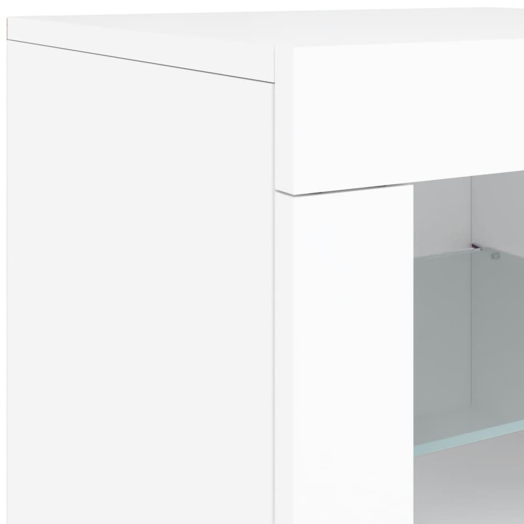 Sideboard with LED Lights White 142.5x37x67 cm Price