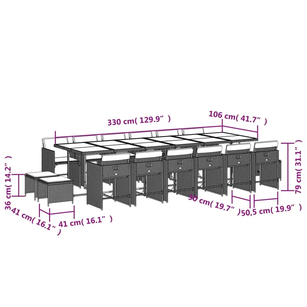 17 Piece Garden Dining Set with Cushions Black Poly Rattan Price