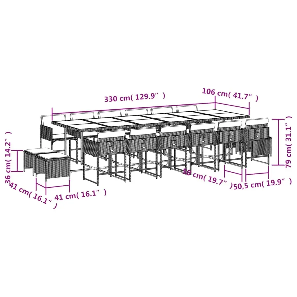 17 Piece Garden Dining Set with Cushions Light Grey Poly Rattan Price