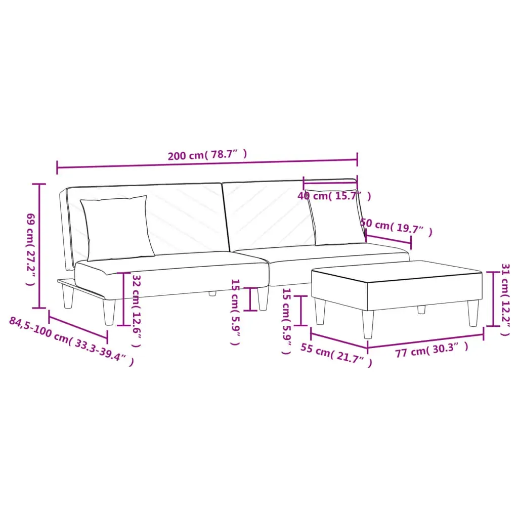 2 Piece Sofa Set with Pillows Dark Grey Velvet Price
