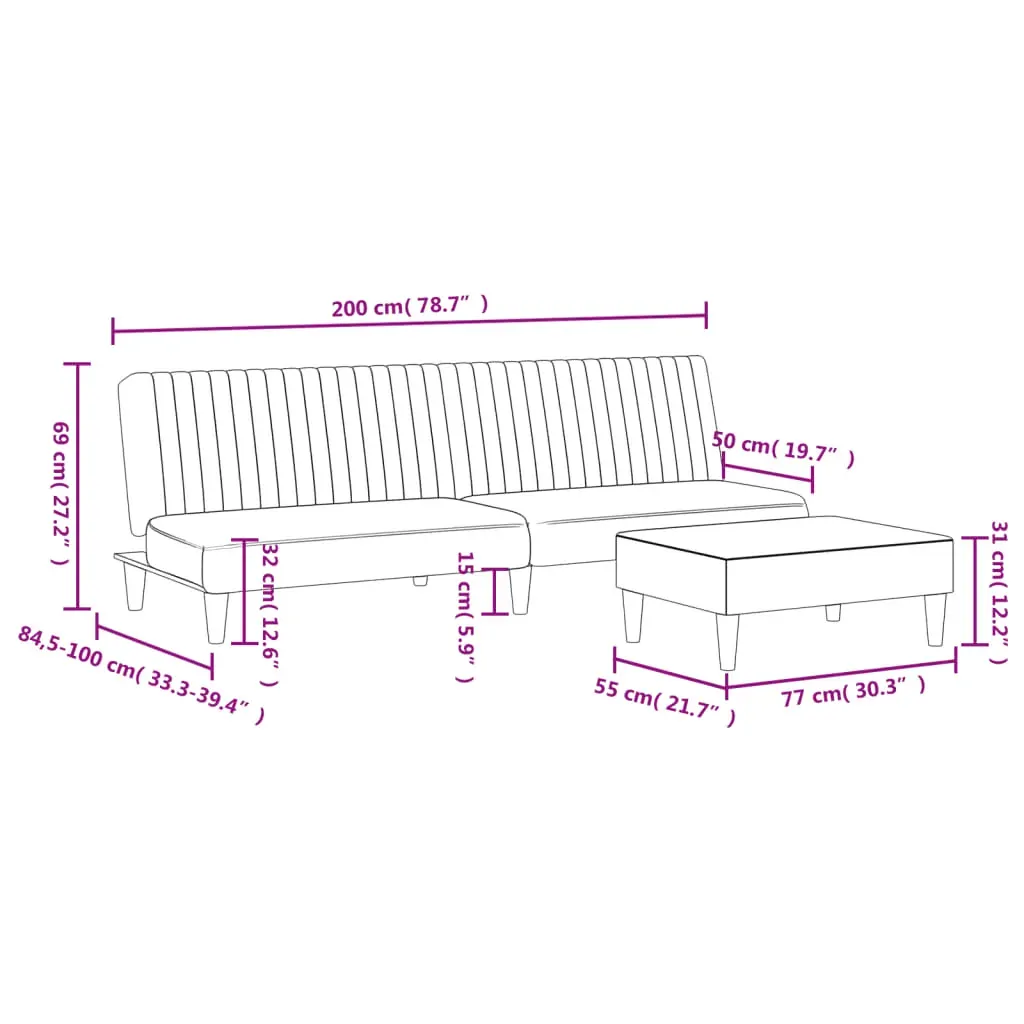 2 Piece Sofa Set Light Grey Velvet Price