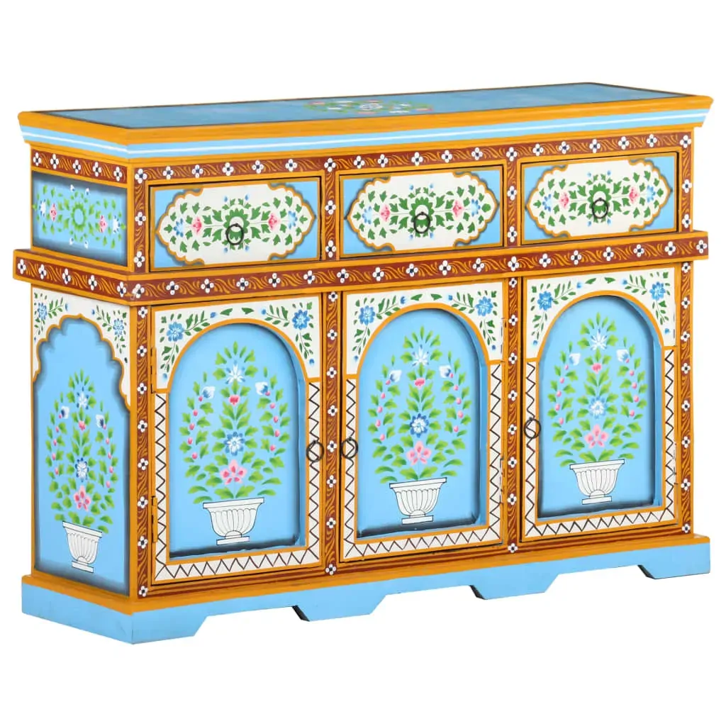 Hand-Painted Sideboard Multicolour 110x30x76cm Solid Mango Wood Price