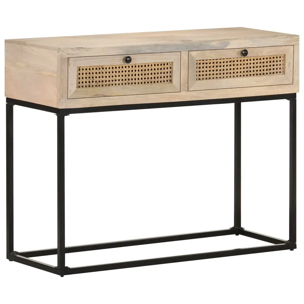 Console Table 100x35x76 cm Solid Mango Wood and Natural Cane Price