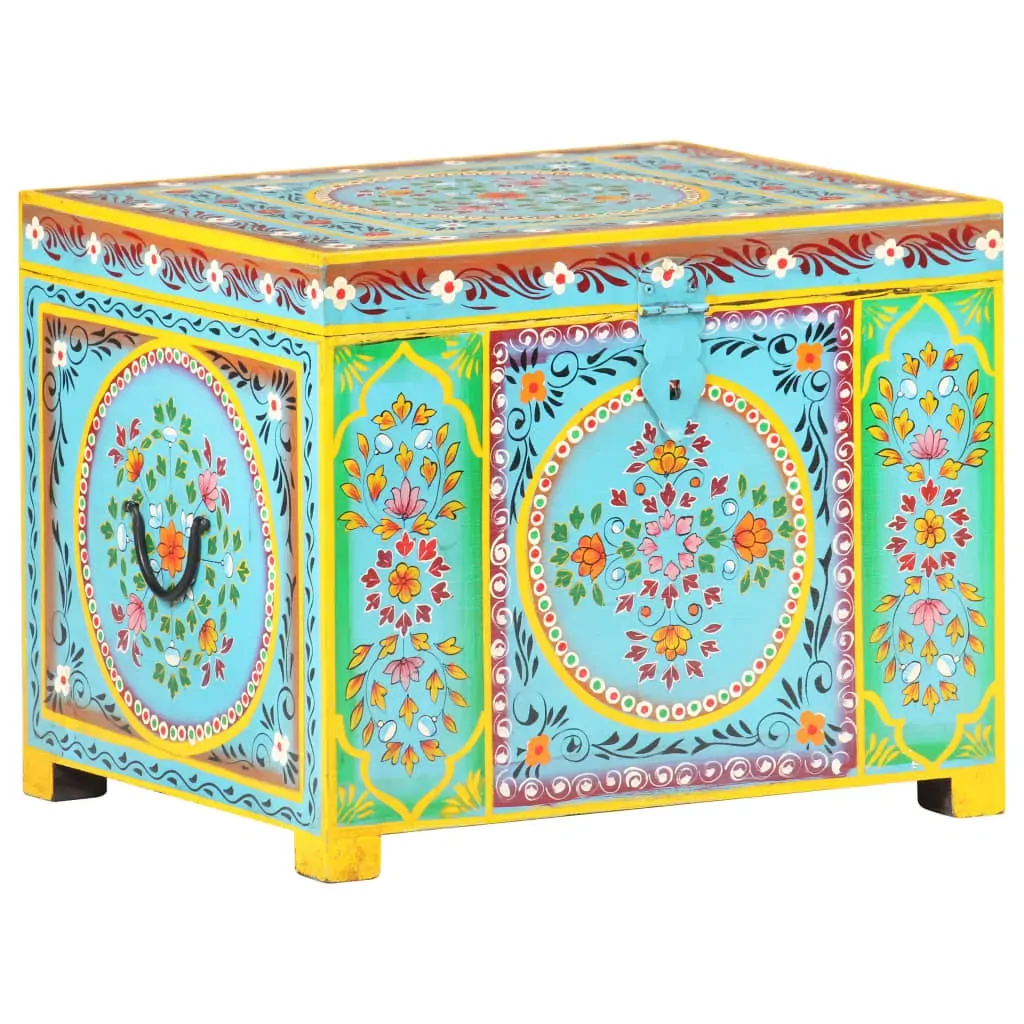 Hand Painted Storage Box 50x40x40 cm Solid Mango Wood Price