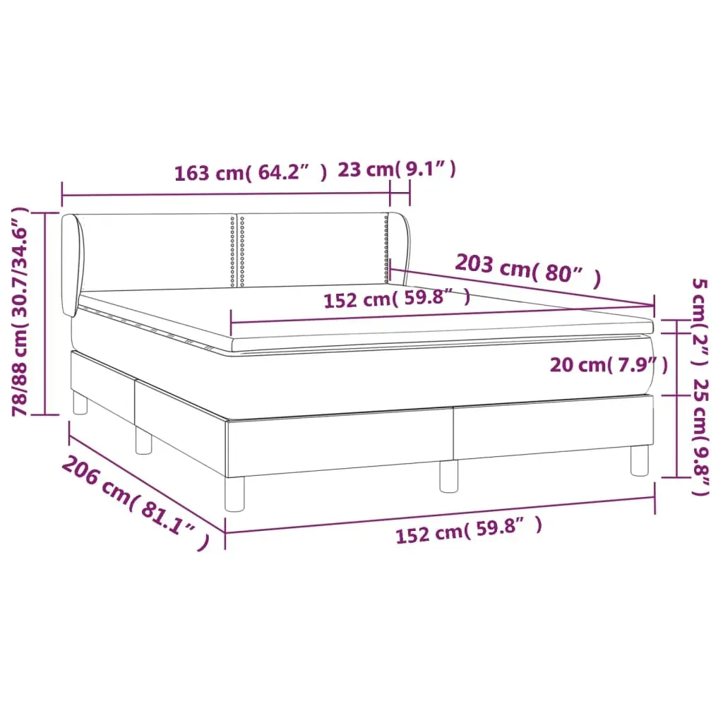 Box Spring Bed with Mattress Dark Grey 153x203 cm Queen Size Fabric Price