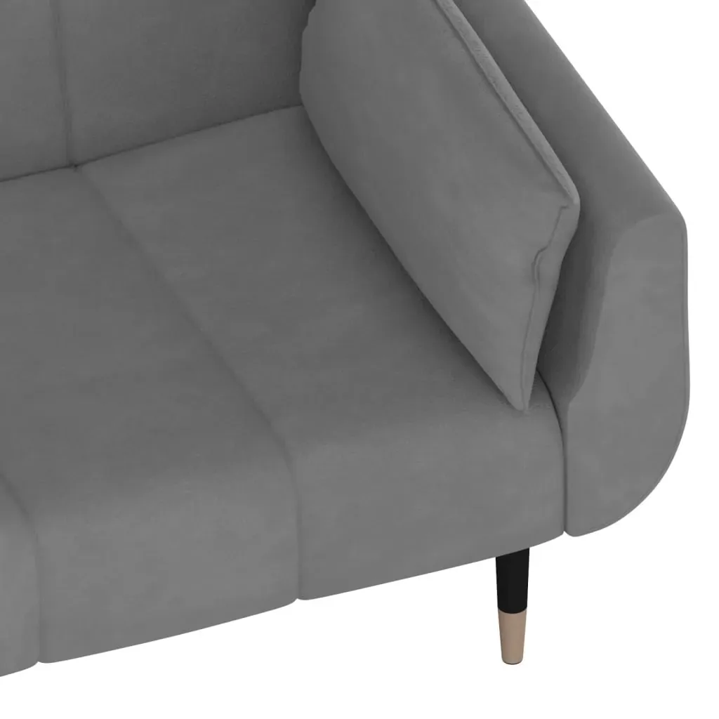2-Seater Sofa Bed with Two Pillows Light Grey Velvet Price