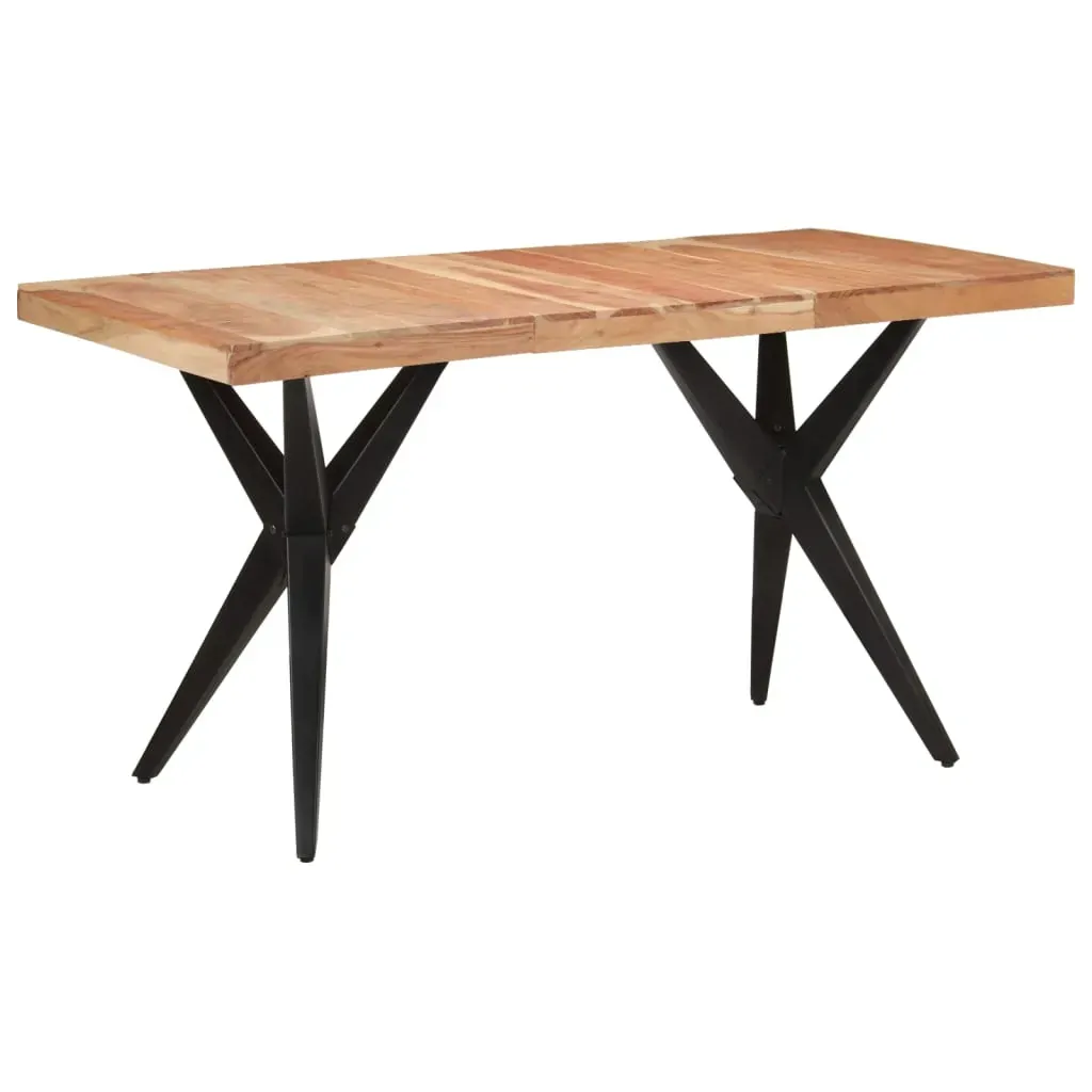 Dining Table Black 140x70x76 cm Solid Wood Acacia Price