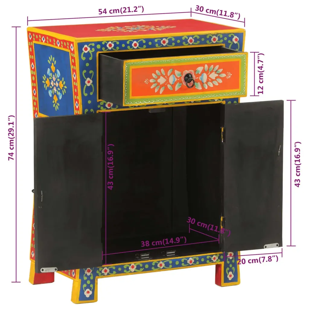Hand Painted Sideboard 54x30x74 cm Solid Wood Mango Price