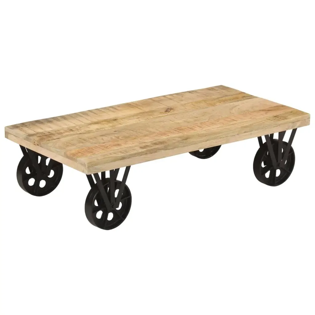 Coffee Table with Wheels 110x55x29.5 cm Solid Wood Mango Price