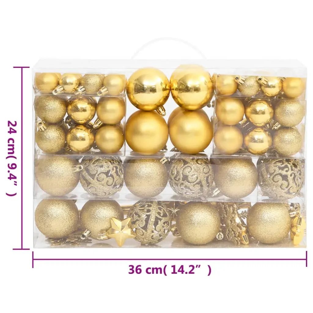 111 Piece Christmas Bauble Set Gold Polystyrene Price