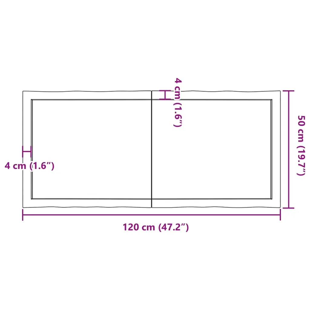 Table Top Light Brown 120x50x(2-6)cm Treated Solid Wood Live Edge Price