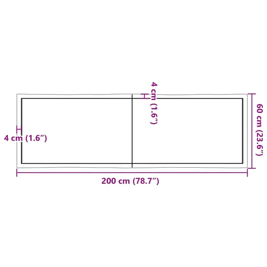 Table Top Light Brown 200x60x(2-4)cm Treated Solid Wood Live Edge Price