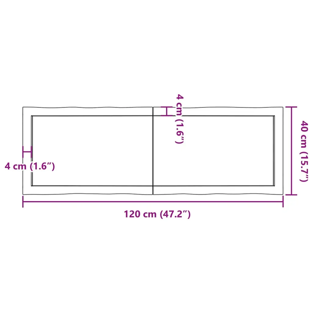 Table Top Dark Brown 120x40x(2-4) cm Treated Solid Wood Live Edge Price