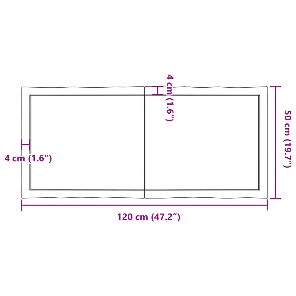 Table Top Dark Brown 120x50x(2-6) cm Treated Solid Wood Live Edge Price