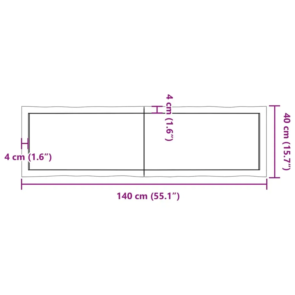 Table Top Dark Brown 140x40x(2-4) cm Treated Solid Wood Live Edge Price