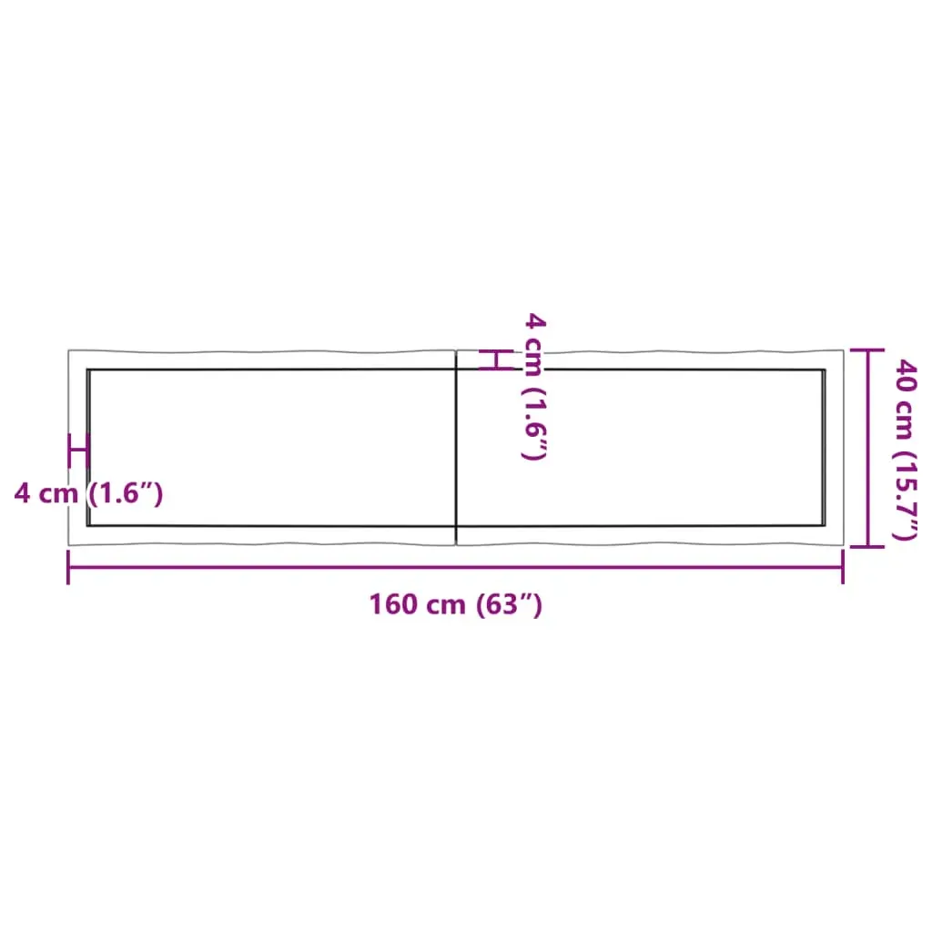 Table Top Dark Brown 160x40x(2-4) cm Treated Solid Wood Live Edge Price
