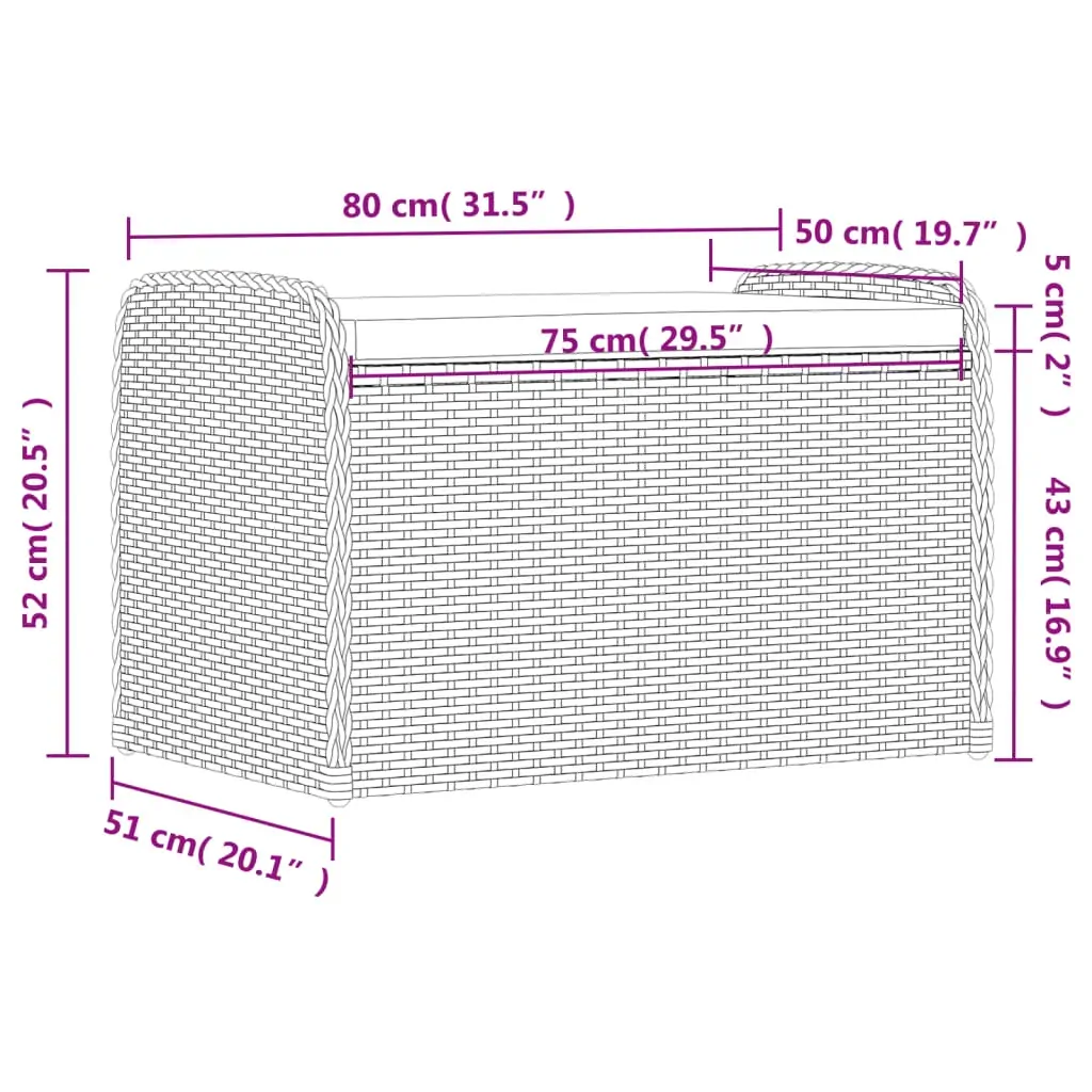 Storage Bench with Cushion Brown 80x51x52 cm Poly Rattan Price