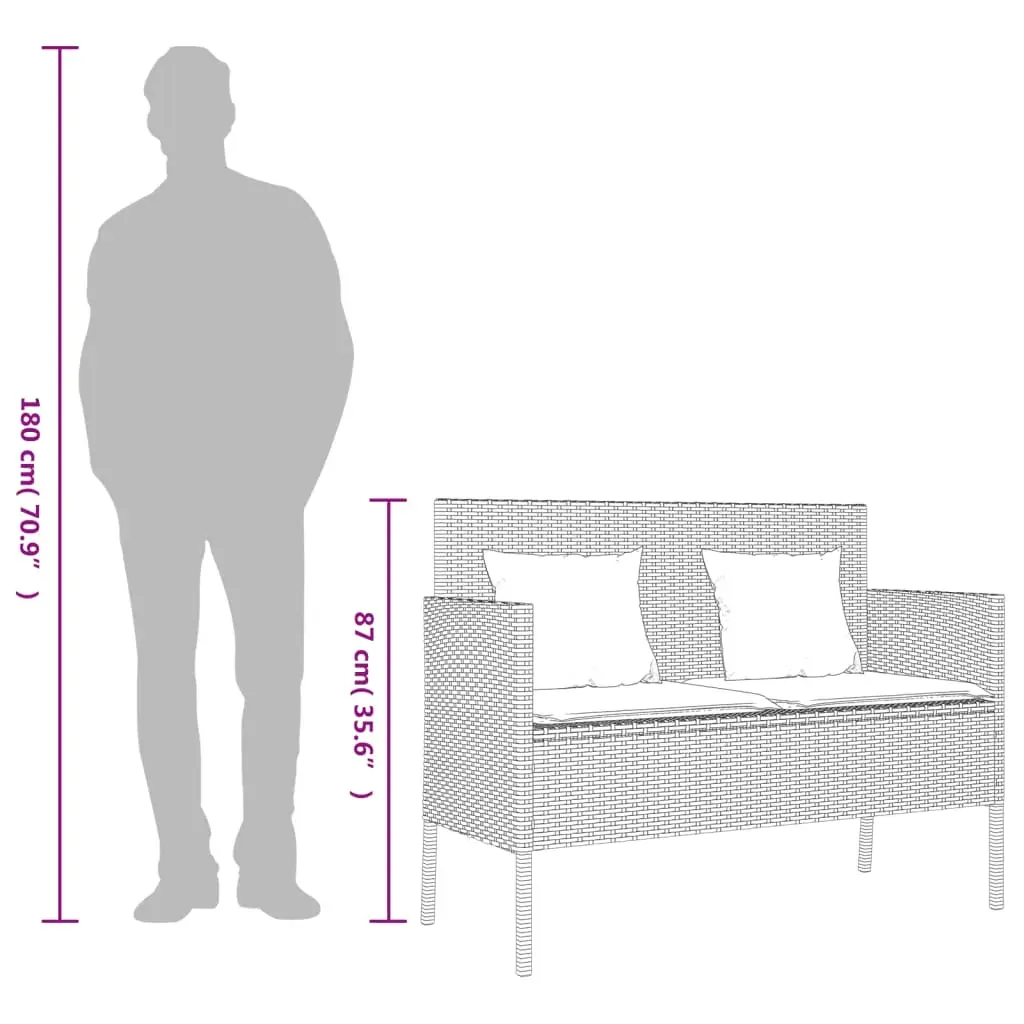 Garden Bench with Cushions Black Poly Rattan Price