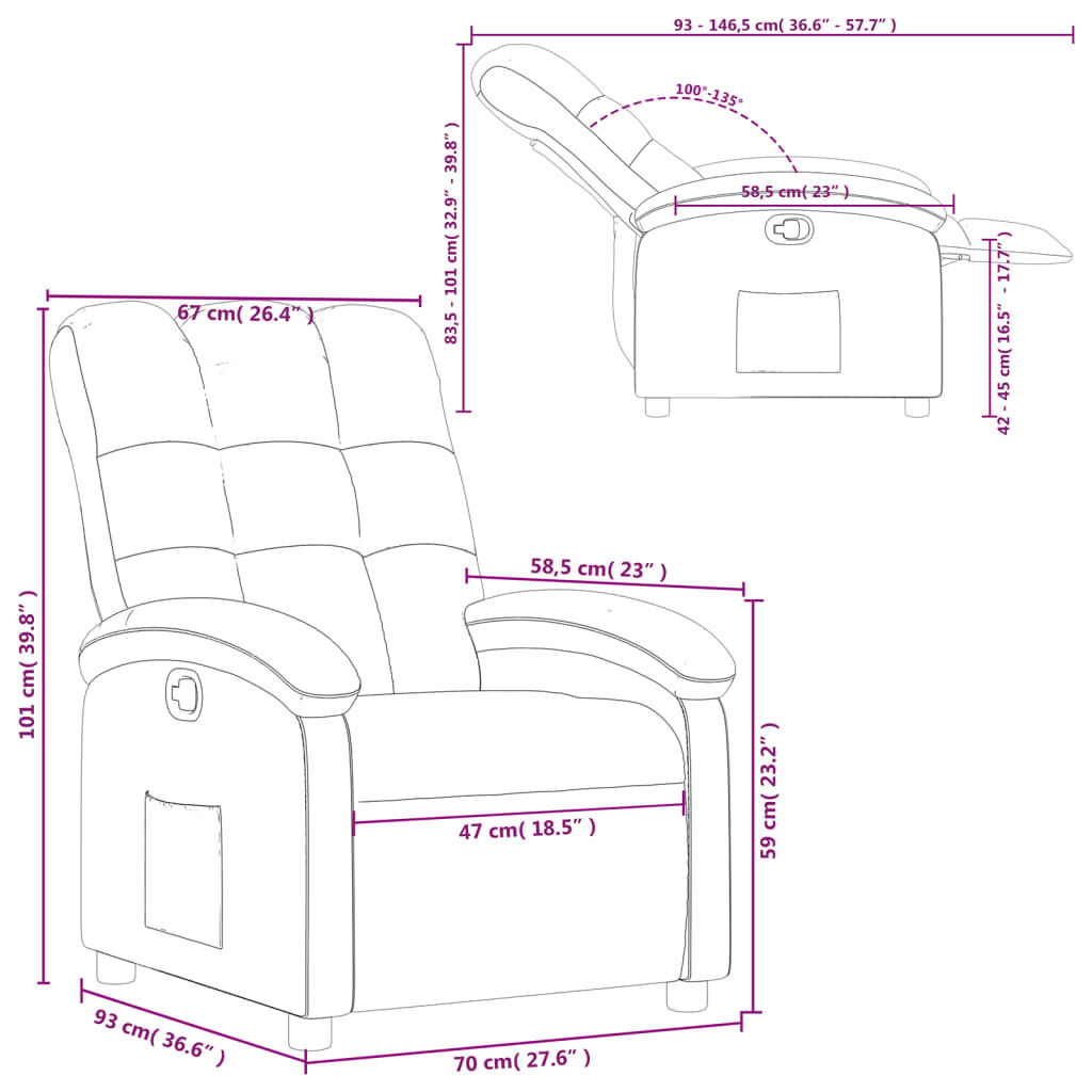 Recliner Chair Dark Grey Fabric Price
