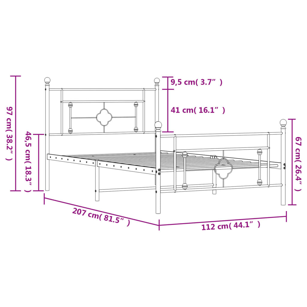 Metal Bed Frame without Mattress with Footboard White 107x203 cm King Single Price