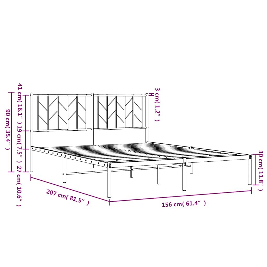 Metal Bed Frame without Mattress with Headboard White 150x200 cm Price