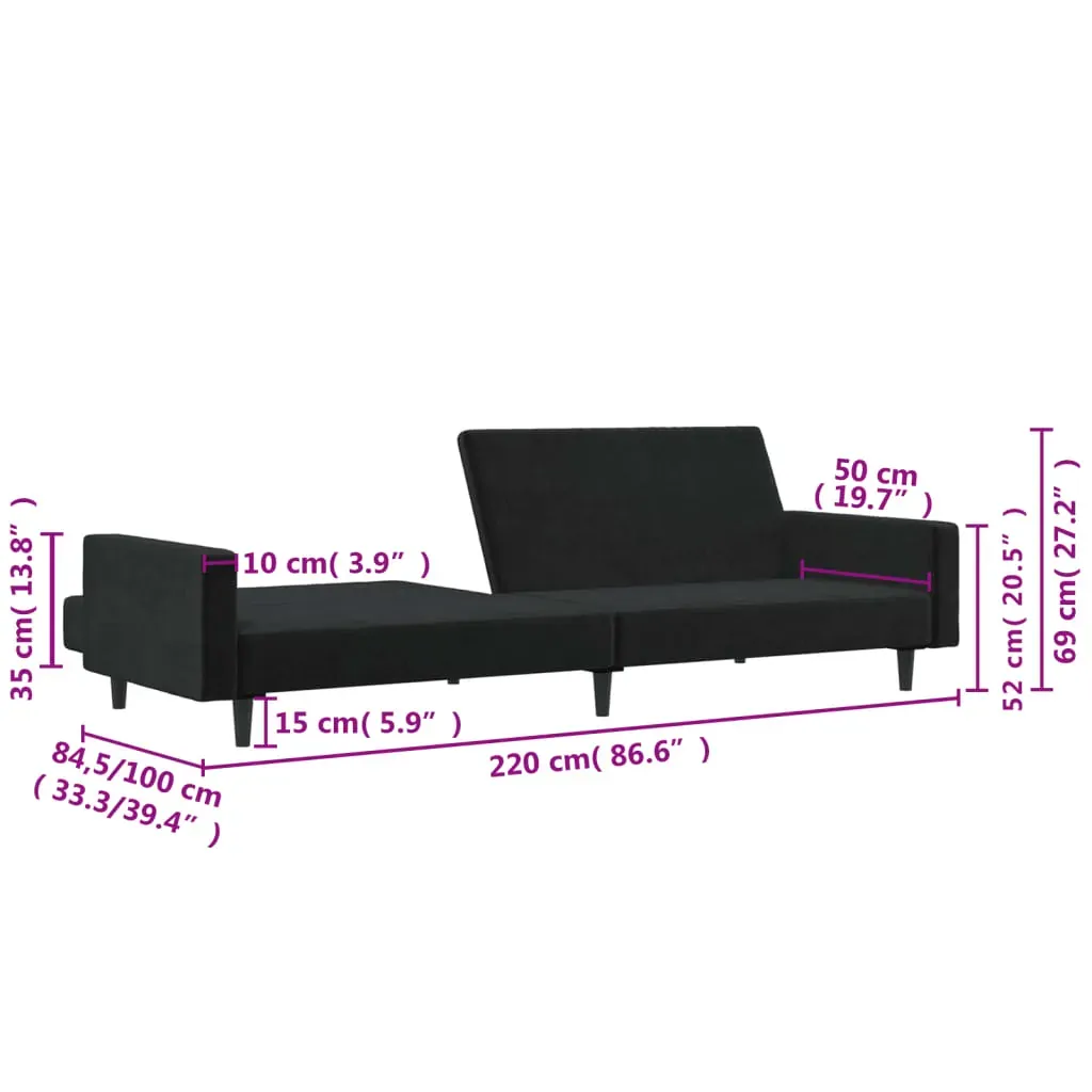 2-Seater Sofa Bed Black Velvet Price