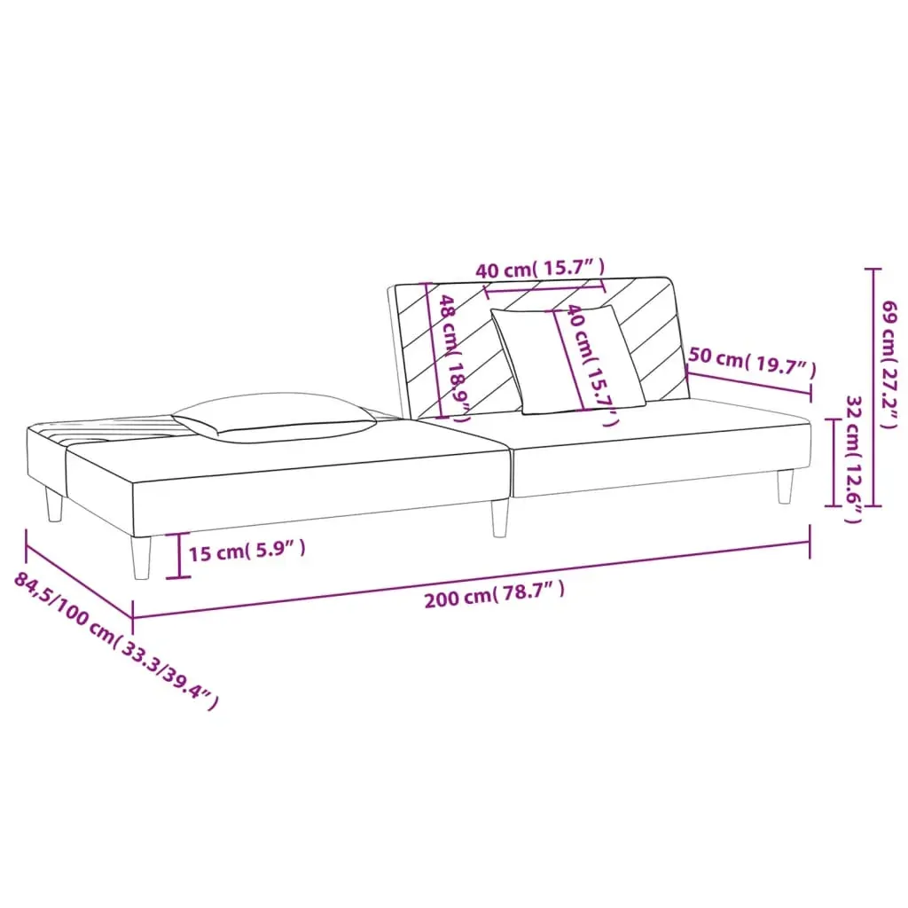 2-Seater Sofa Bed with Two Pillows Dark Grey Velvet Price