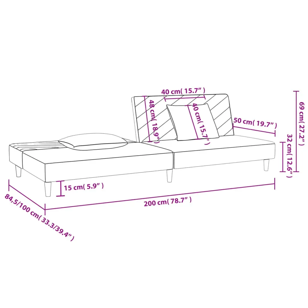 2-Seater Sofa Bed with Two Pillows Black Velvet Price