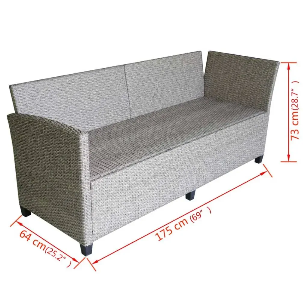 3 Piece Garden Lounge Set with Cushions Poly Rattan Grey Price