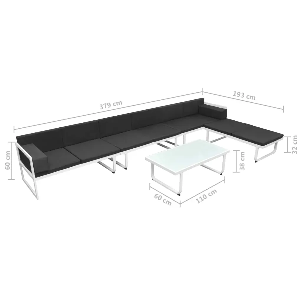 5 Piece Garden Lounge Set Textilene Aluminium Black Price
