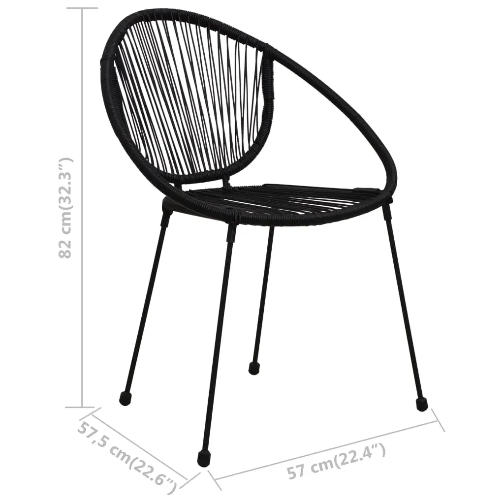 3 Piece Bistro Set PVC Rattan Black Price