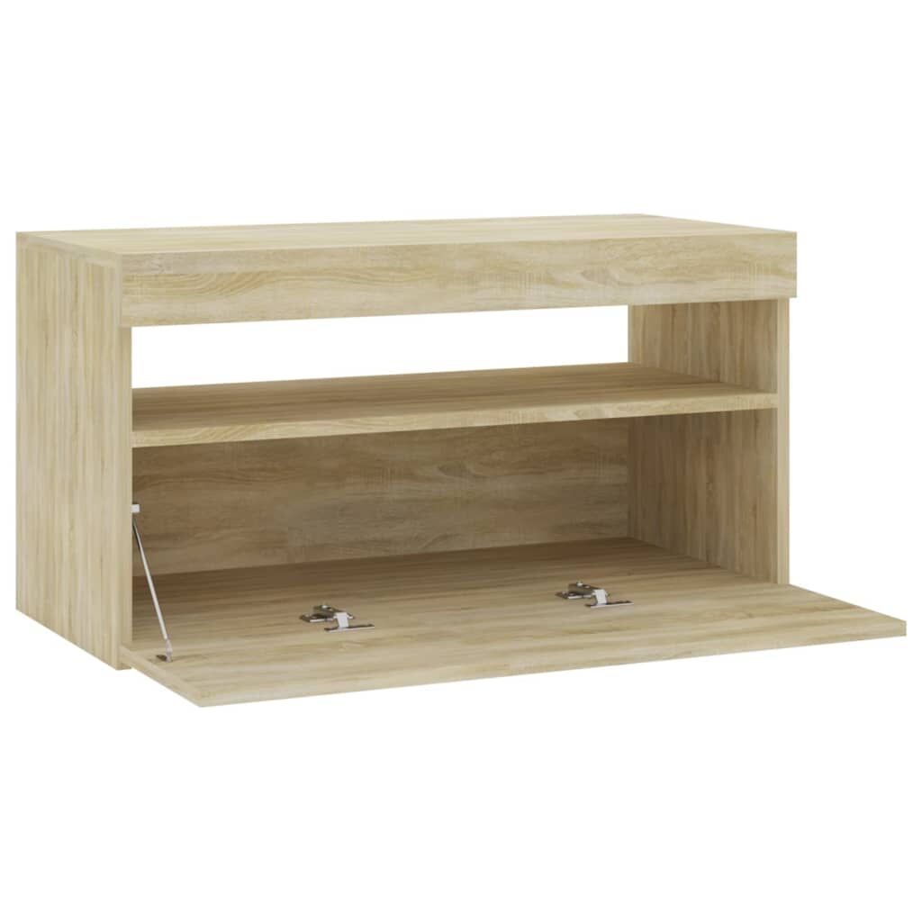 TV Cabinet with LED Lights Sonoma Oak 75x35x40 cm Price