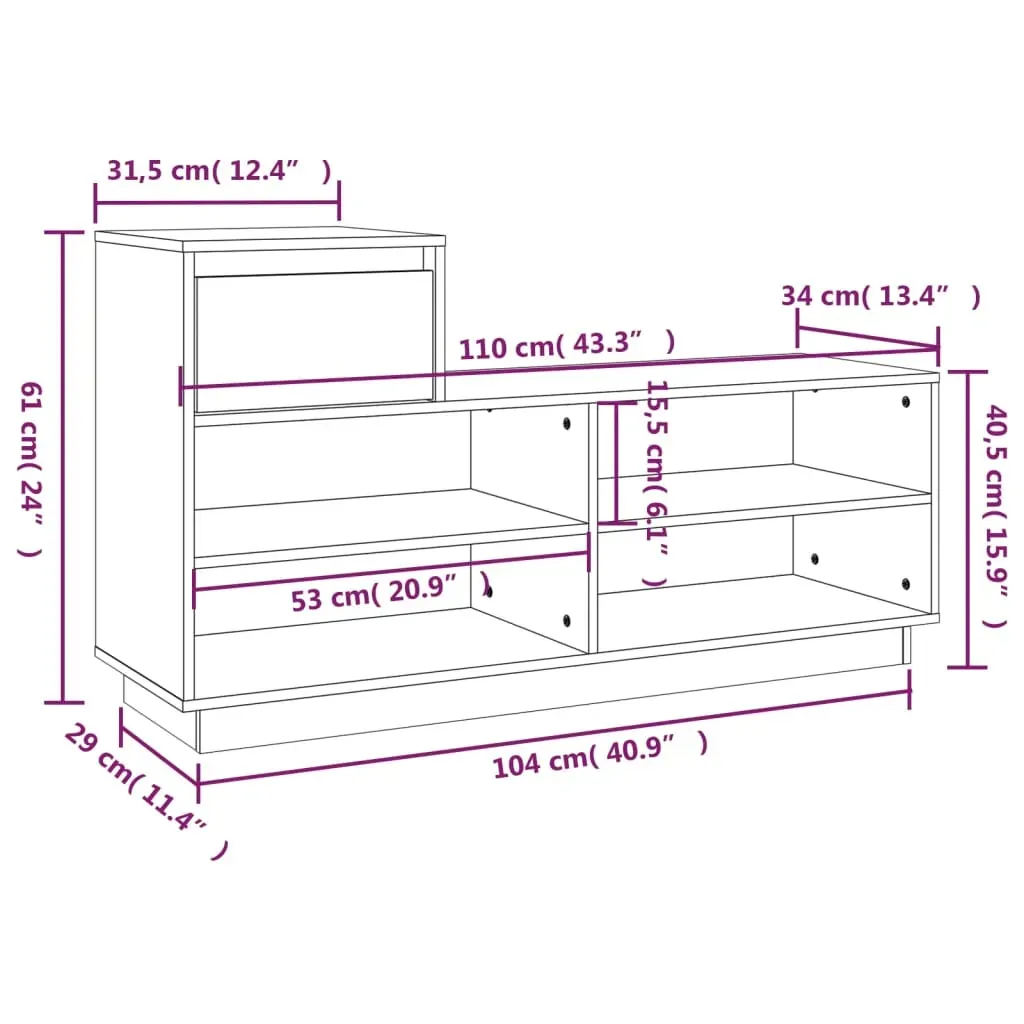 Shoe Cabinet 110x34x61 cm Solid Wood Pine Price