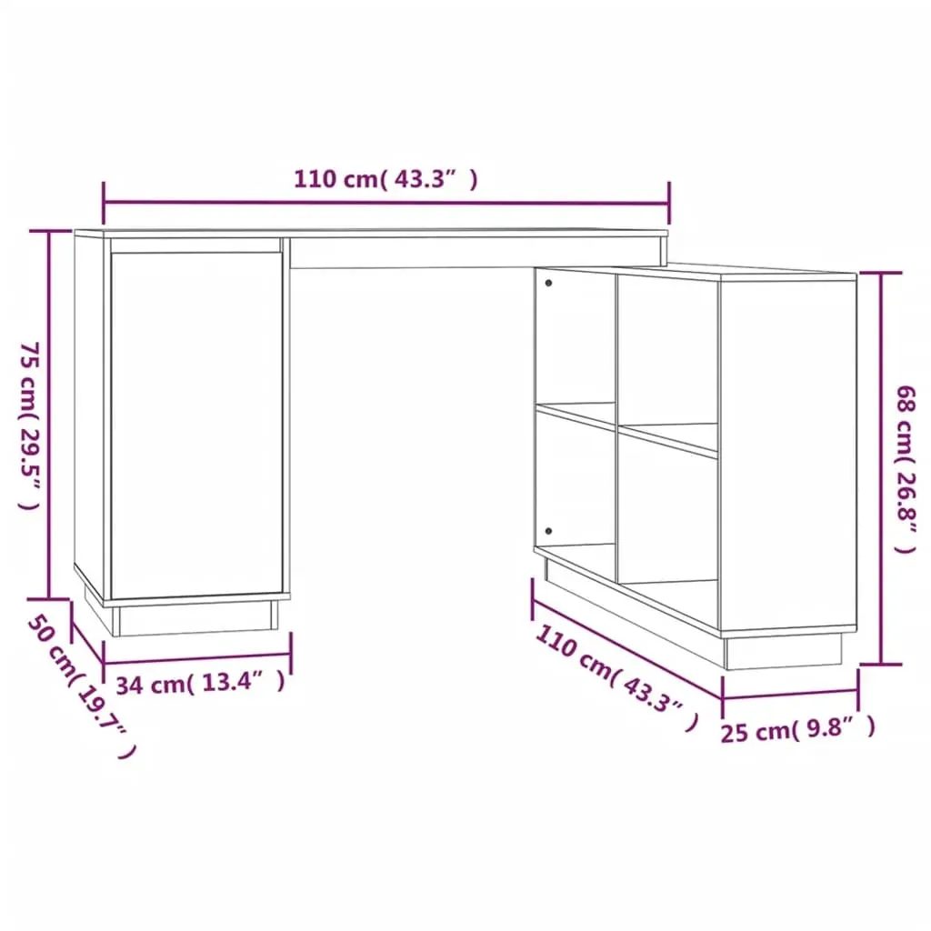 Desk 110x50x75 cm Solid Wood Pine Price