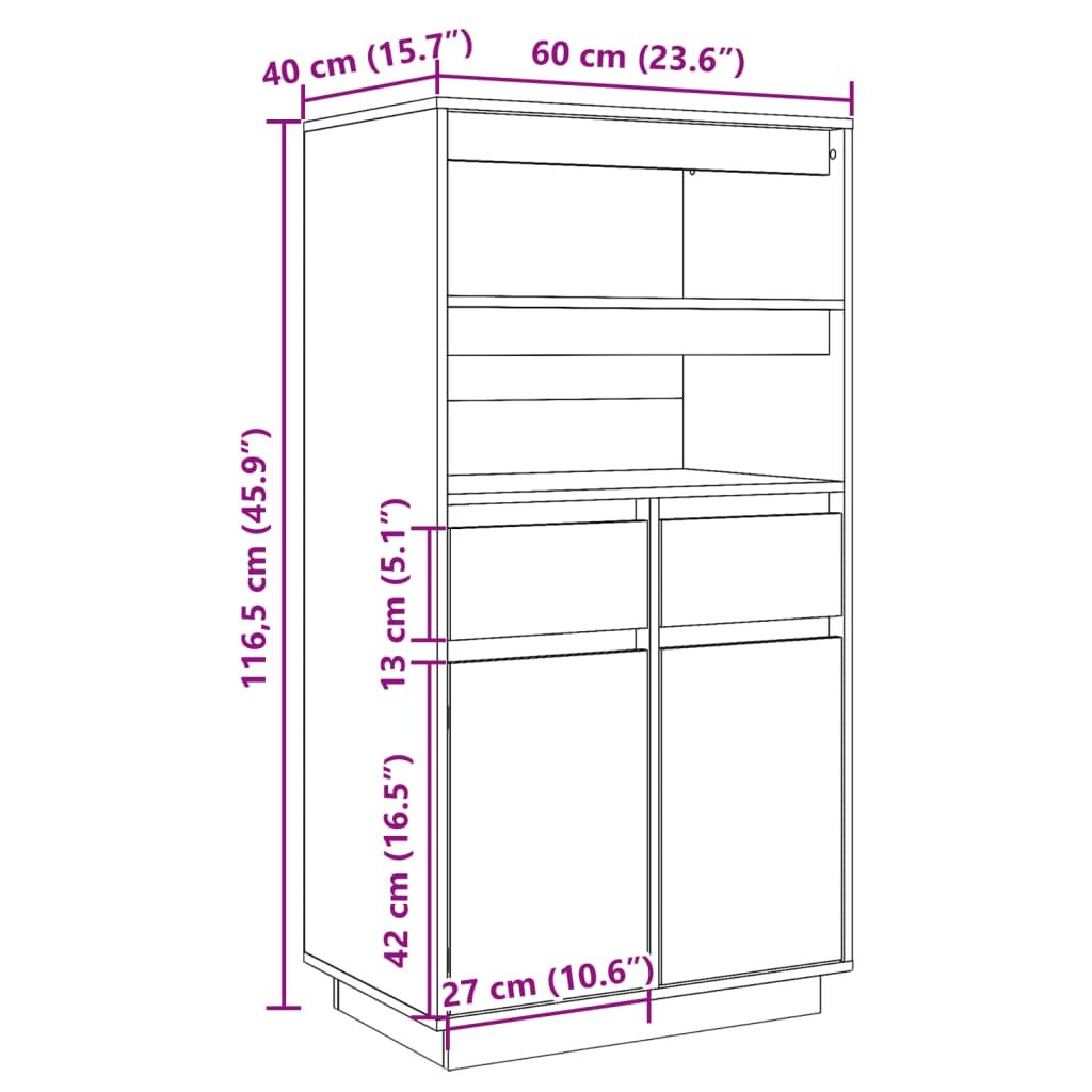 Highboard 60x40x116.5 cm Solid Wood Pine Price