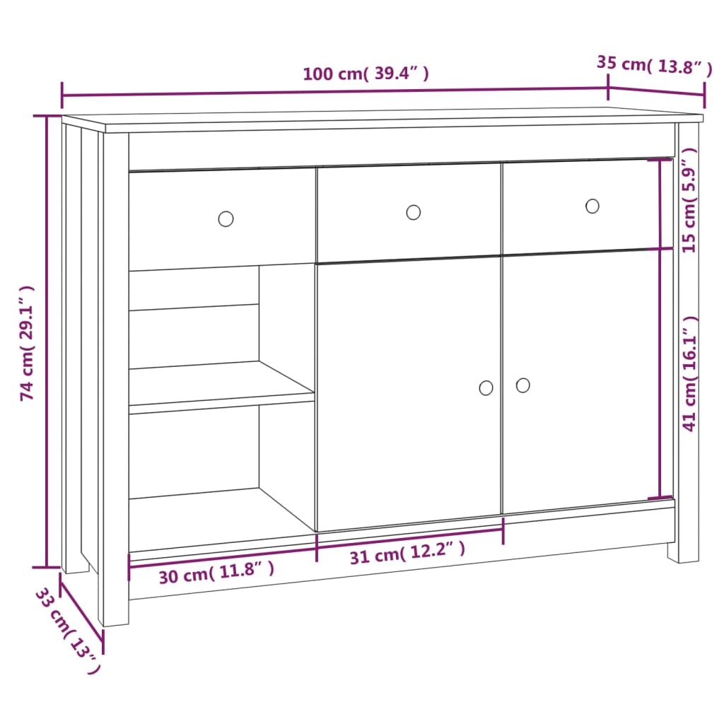 Sideboard 100x35x74 cm Solid Wood Pine Price